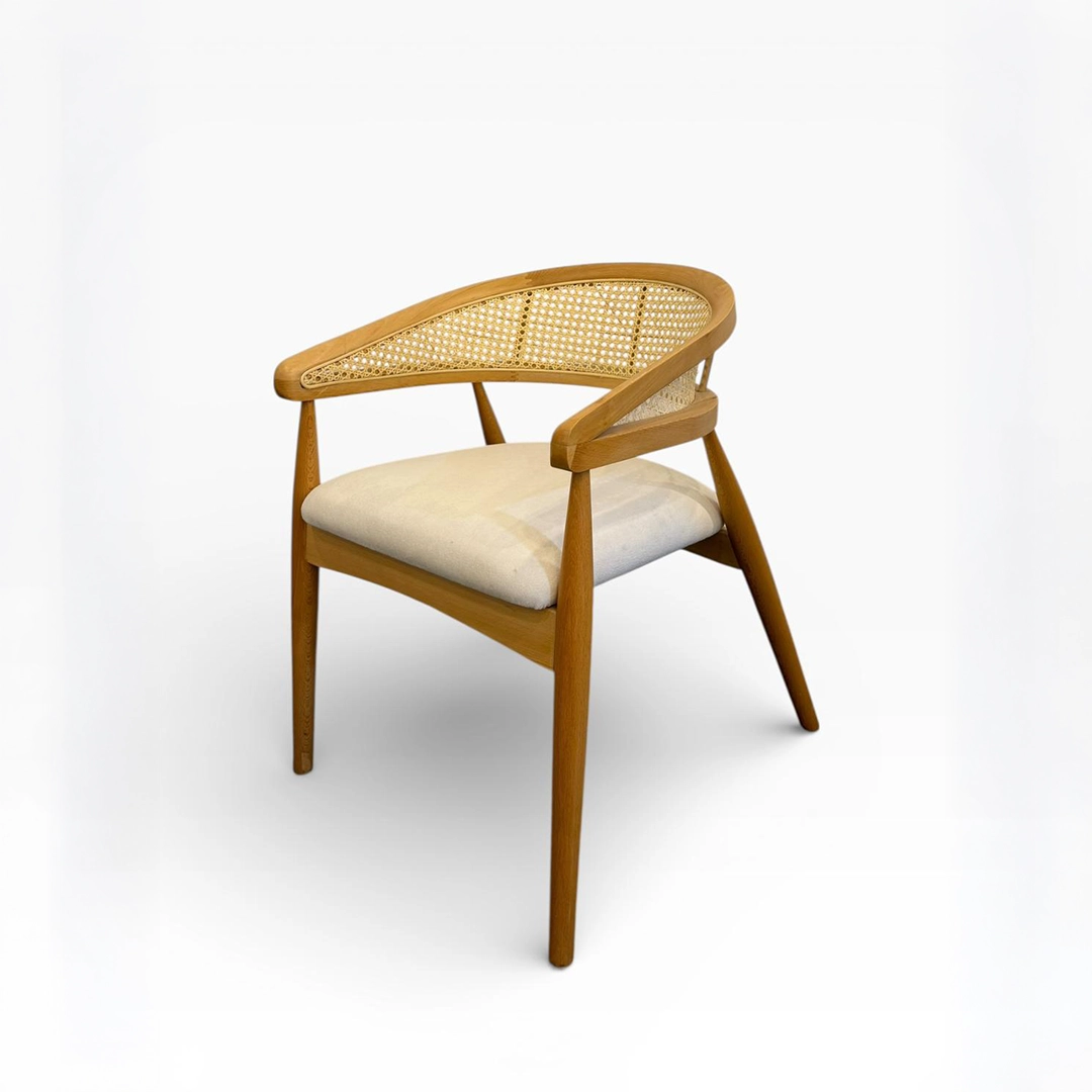 Gazel Ahşap Sandalye | Hasır Detaylı Modern Yemek Sandalyesi